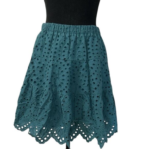 Hyacinth House Cotton Blend Eyelet Green Skirt(Size XS) - Picture 1 of 5